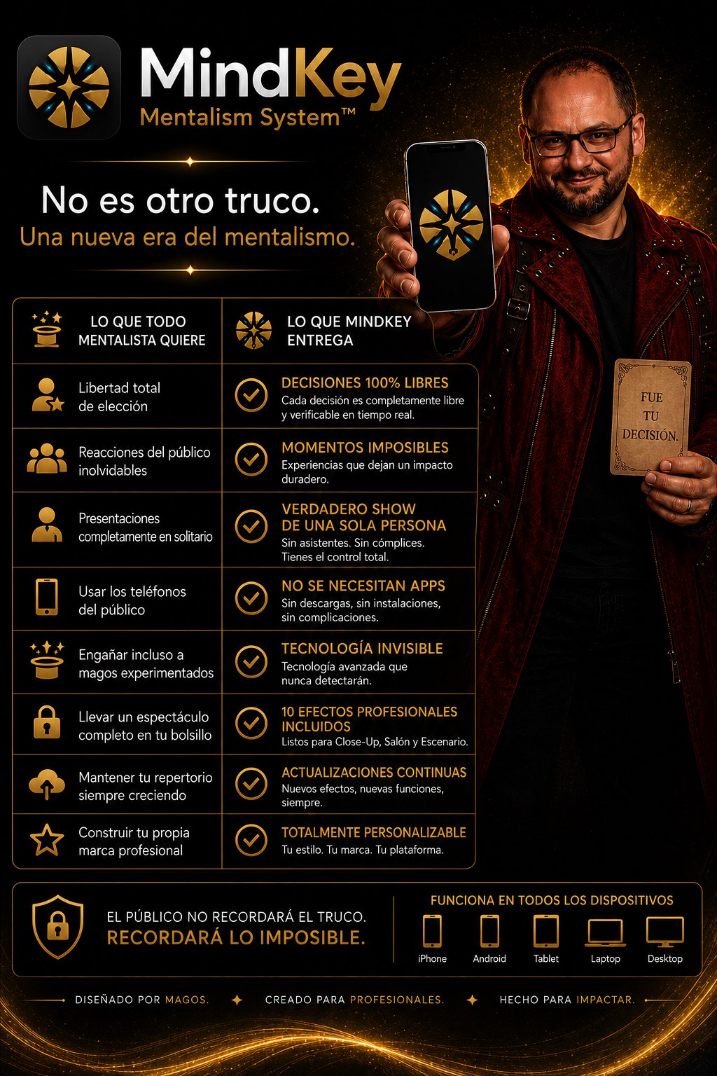 Arte promocional de MindKey Mentalism System con John Rivav